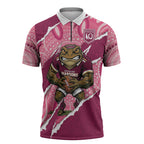 QLD Maroons Rugby Custom Zipper Polo Shirt Go Cane Toads Sporty Aboriginal Art
