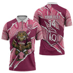 QLD Maroons Rugby Custom Zipper Polo Shirt Go Cane Toads Sporty Aboriginal Art
