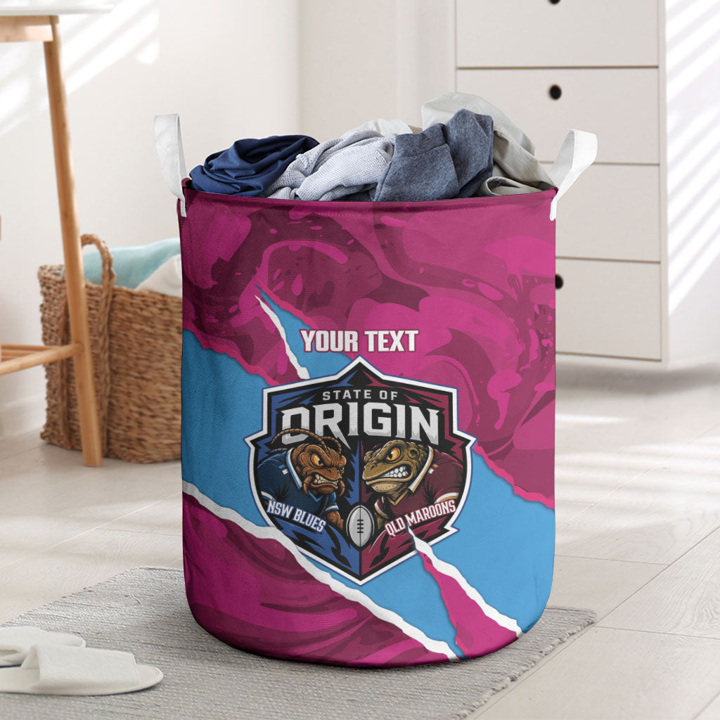 QLD Maroons and NSW Blues Personalised Laundry Basket Cockroaches Cane Toads Together