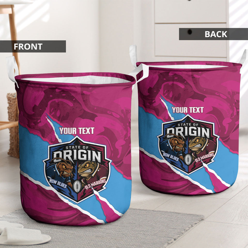 QLD Maroons and NSW Blues Personalised Laundry Basket Cockroaches Cane Toads Together