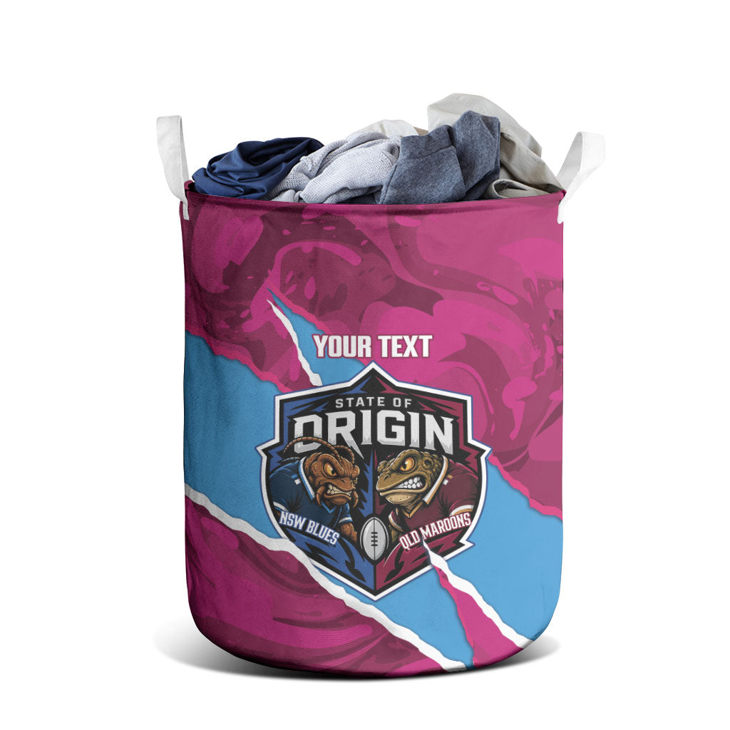 QLD Maroons and NSW Blues Personalised Laundry Basket Cockroaches Cane Toads Together