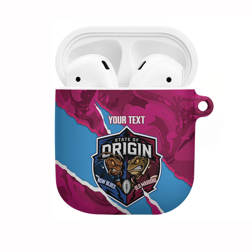 QLD Maroons and NSW Blues Personalised AirPods Case Cockroaches Cane Toads Together