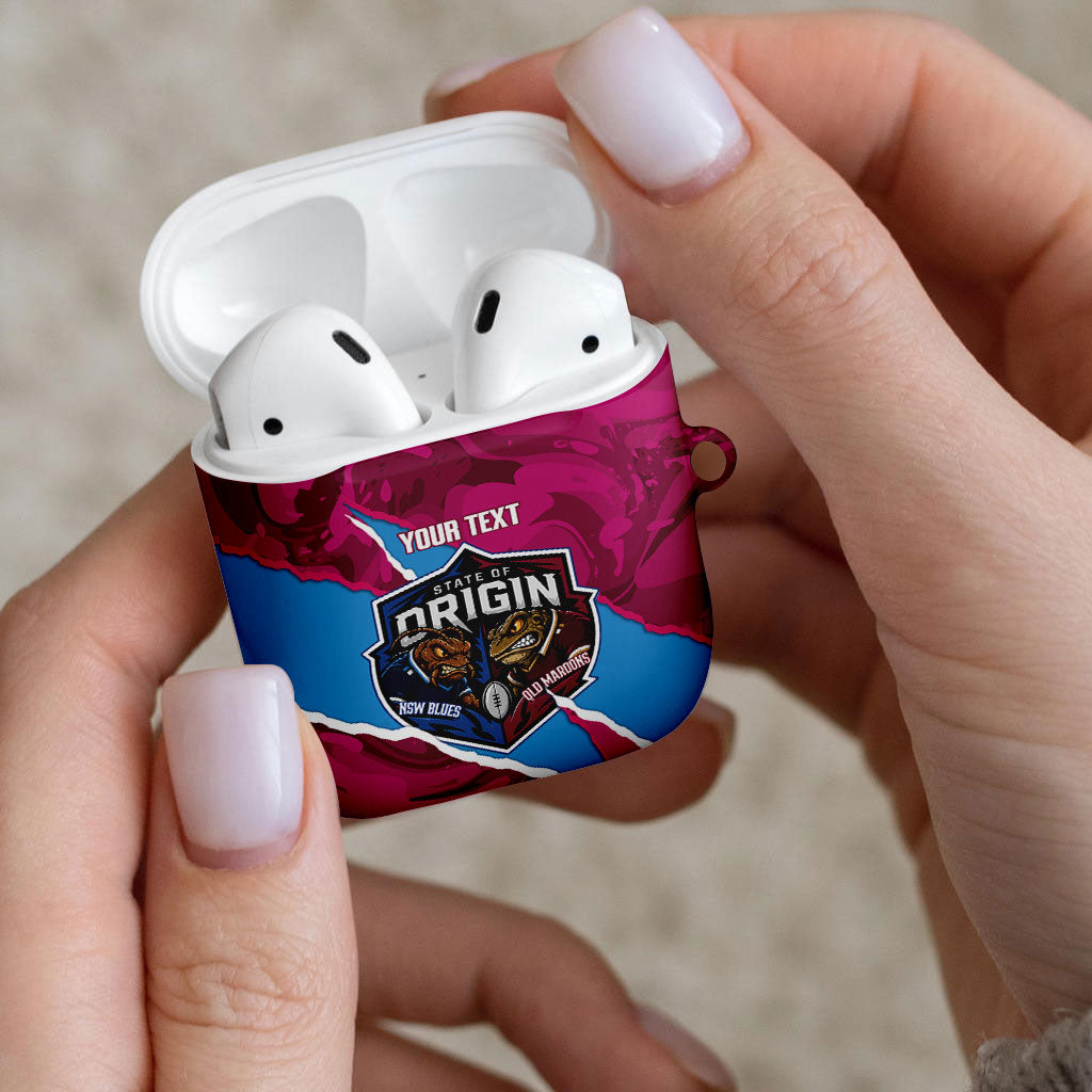 QLD Maroons and NSW Blues Personalised AirPods Case Cockroaches Cane Toads Together