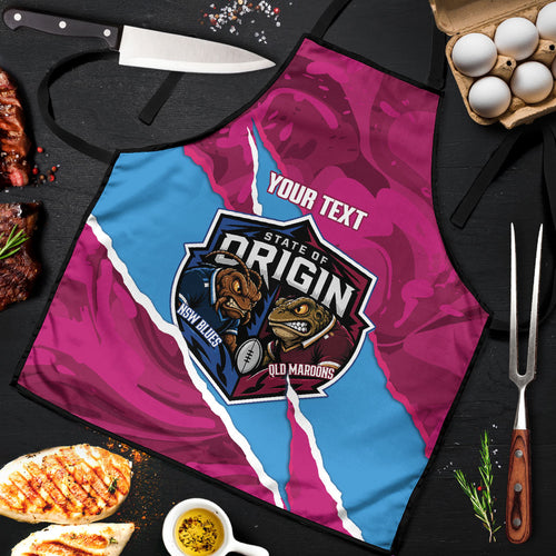 QLD Maroons and NSW Blues Personalised Apron Cockroaches Cane Toads Together