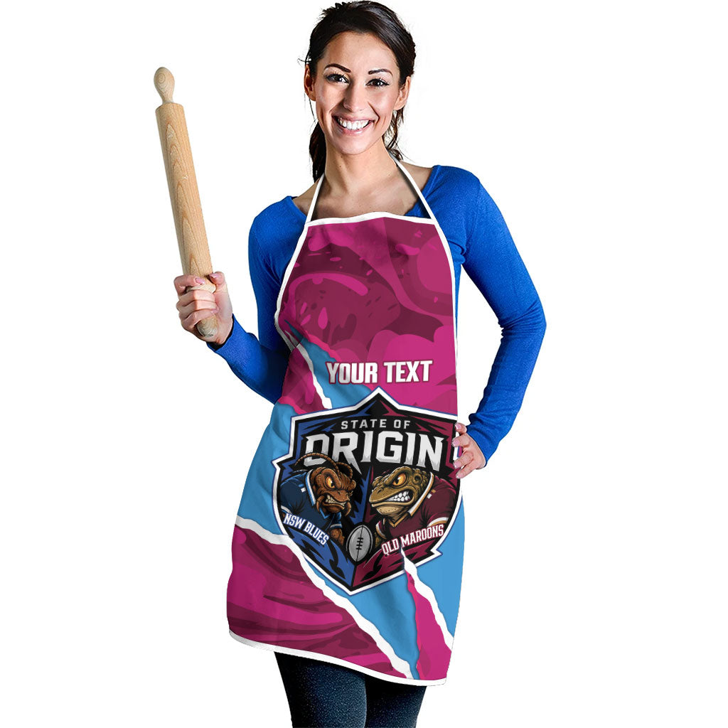 QLD Maroons and NSW Blues Personalised Apron Cockroaches Cane Toads Together
