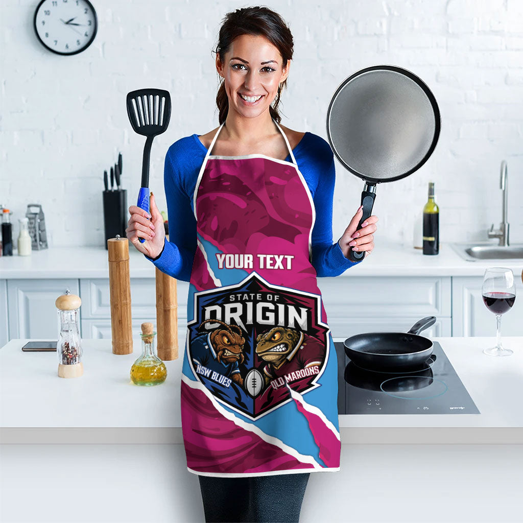 QLD Maroons and NSW Blues Personalised Apron Cockroaches Cane Toads Together
