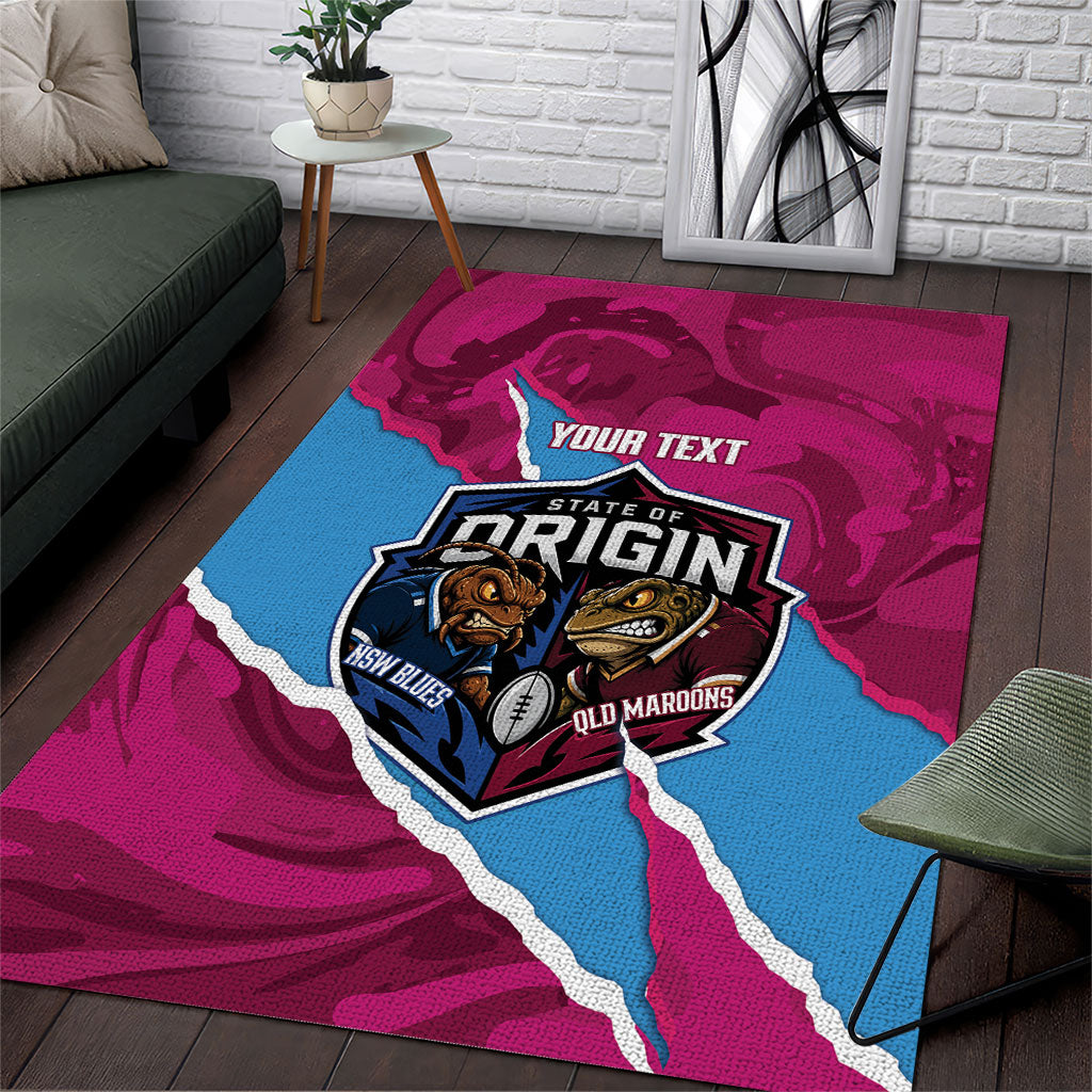 QLD Maroons and NSW Blues Personalised Area Rug Cockroaches Cane Toads Together