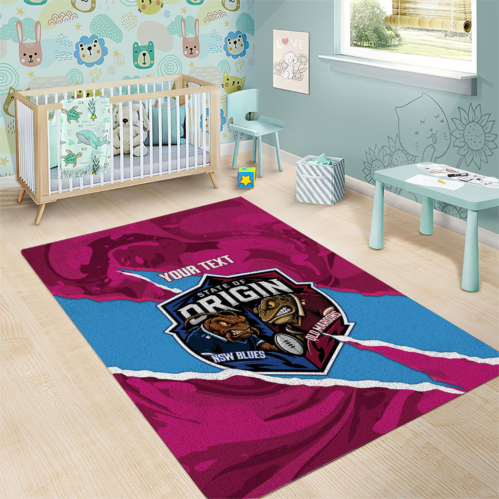 QLD Maroons and NSW Blues Personalised Area Rug Cockroaches Cane Toads Together