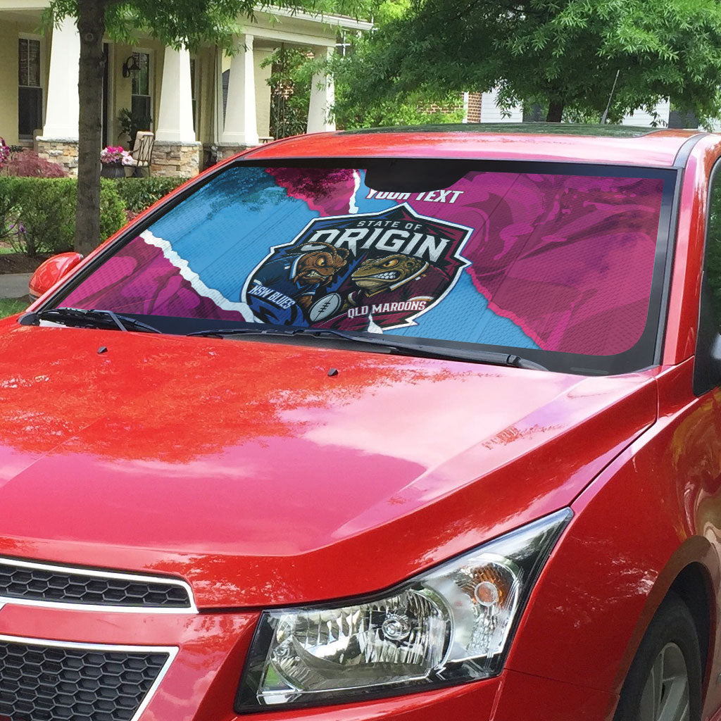 QLD Maroons and NSW Blues Personalised Auto Sun Shade Cockroaches Cane Toads Together