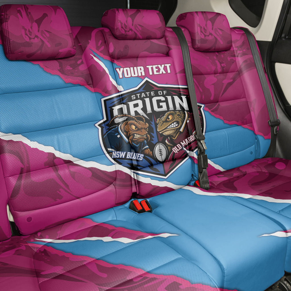 QLD Maroons and NSW Blues Personalised Back Car Seat Cover Cockroaches Cane Toads Together