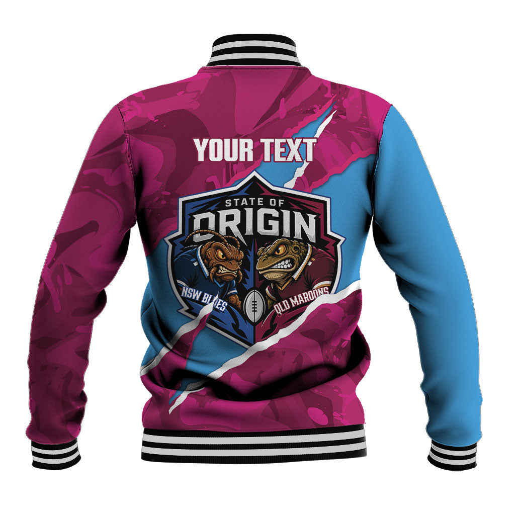 QLD Maroons and NSW Blues Personalised Baseball Jacket Cockroaches Cane Toads Together