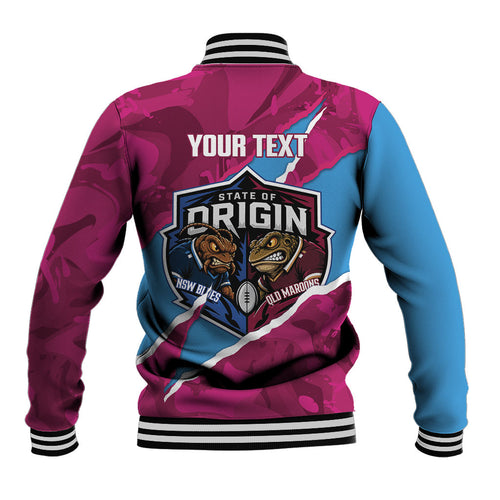 QLD Maroons and NSW Blues Personalised Baseball Jacket Cockroaches Cane Toads Together