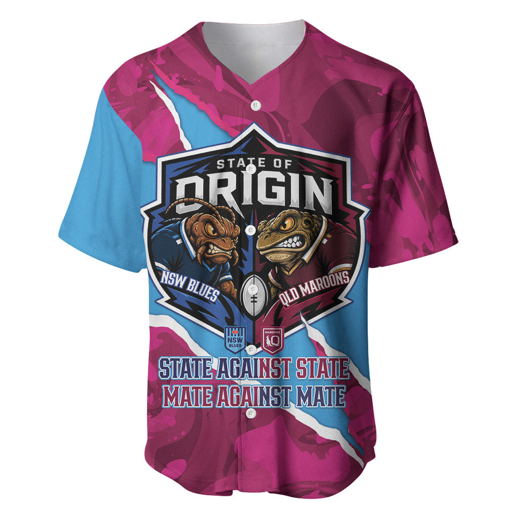 QLD Maroons and NSW Blues Personalised Baseball Jersey Cockroaches Cane Toads Together
