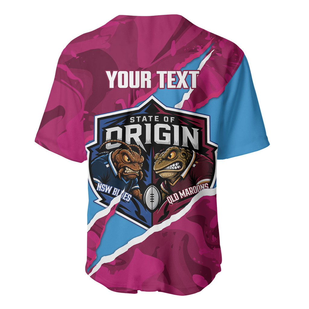 QLD Maroons and NSW Blues Personalised Baseball Jersey Cockroaches Cane Toads Together