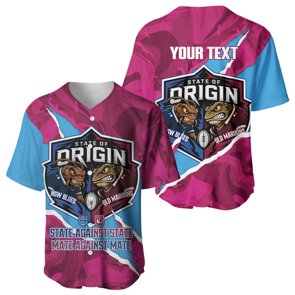 QLD Maroons and NSW Blues Personalised Baseball Jersey Cockroaches Cane Toads Together