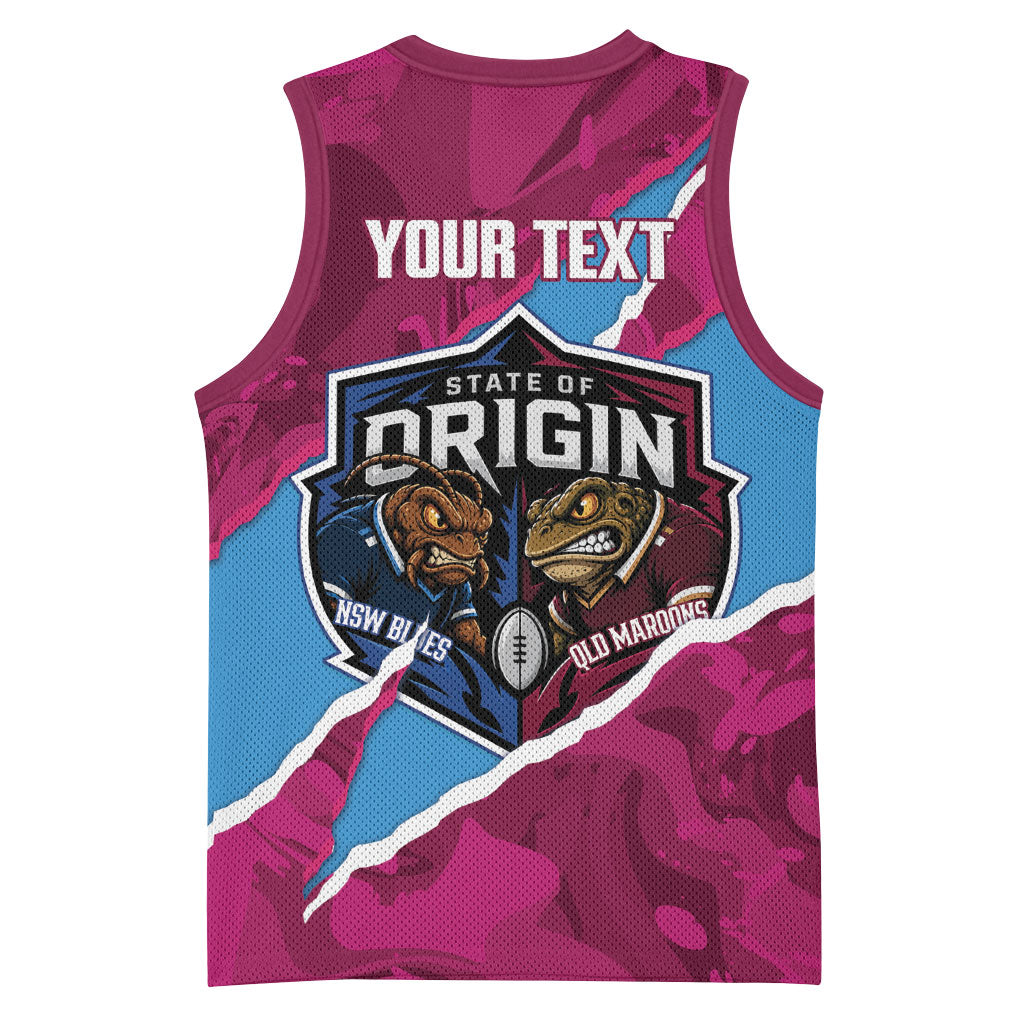 QLD Maroons and NSW Blues Personalised Basketball Jersey Cockroaches Cane Toads Together