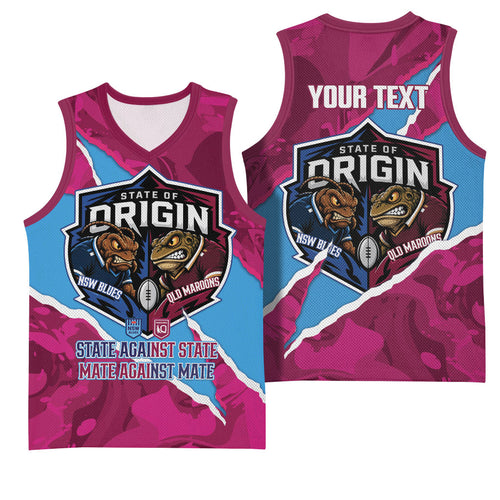 QLD Maroons and NSW Blues Personalised Basketball Jersey Cockroaches Cane Toads Together