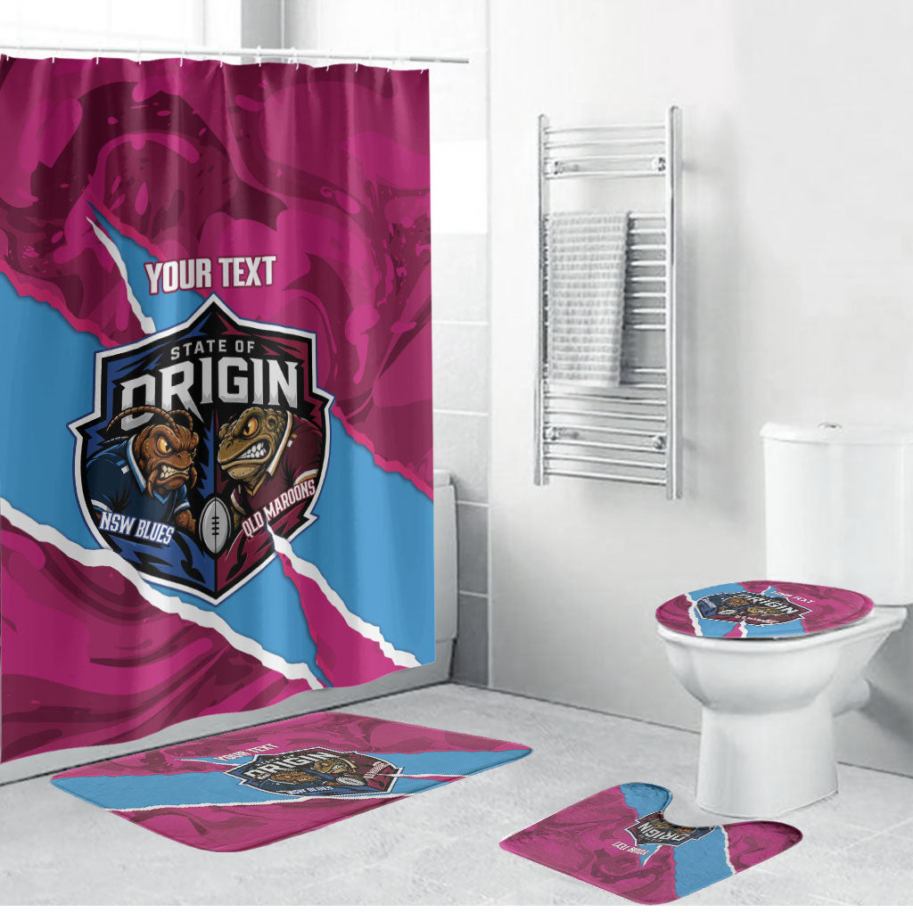 QLD Maroons and NSW Blues Personalised Bathroom Set Cockroaches Cane Toads Together