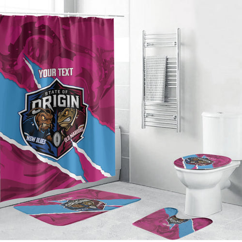 QLD Maroons and NSW Blues Personalised Bathroom Set Cockroaches Cane Toads Together