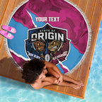 QLD Maroons and NSW Blues Personalised Beach Blanket Cockroaches Cane Toads Together