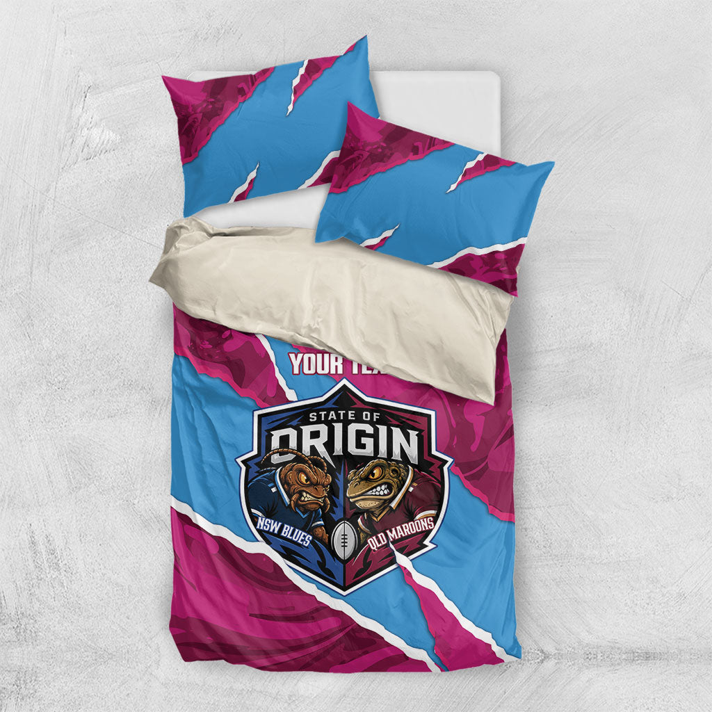 QLD Maroons and NSW Blues Personalised Bedding Set Cockroaches Cane Toads Together