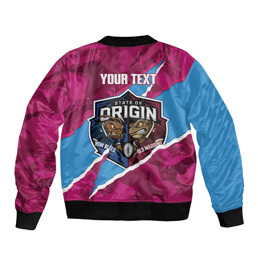 QLD Maroons and NSW Blues Personalised Bomber Jacket Cockroaches Cane Toads Together