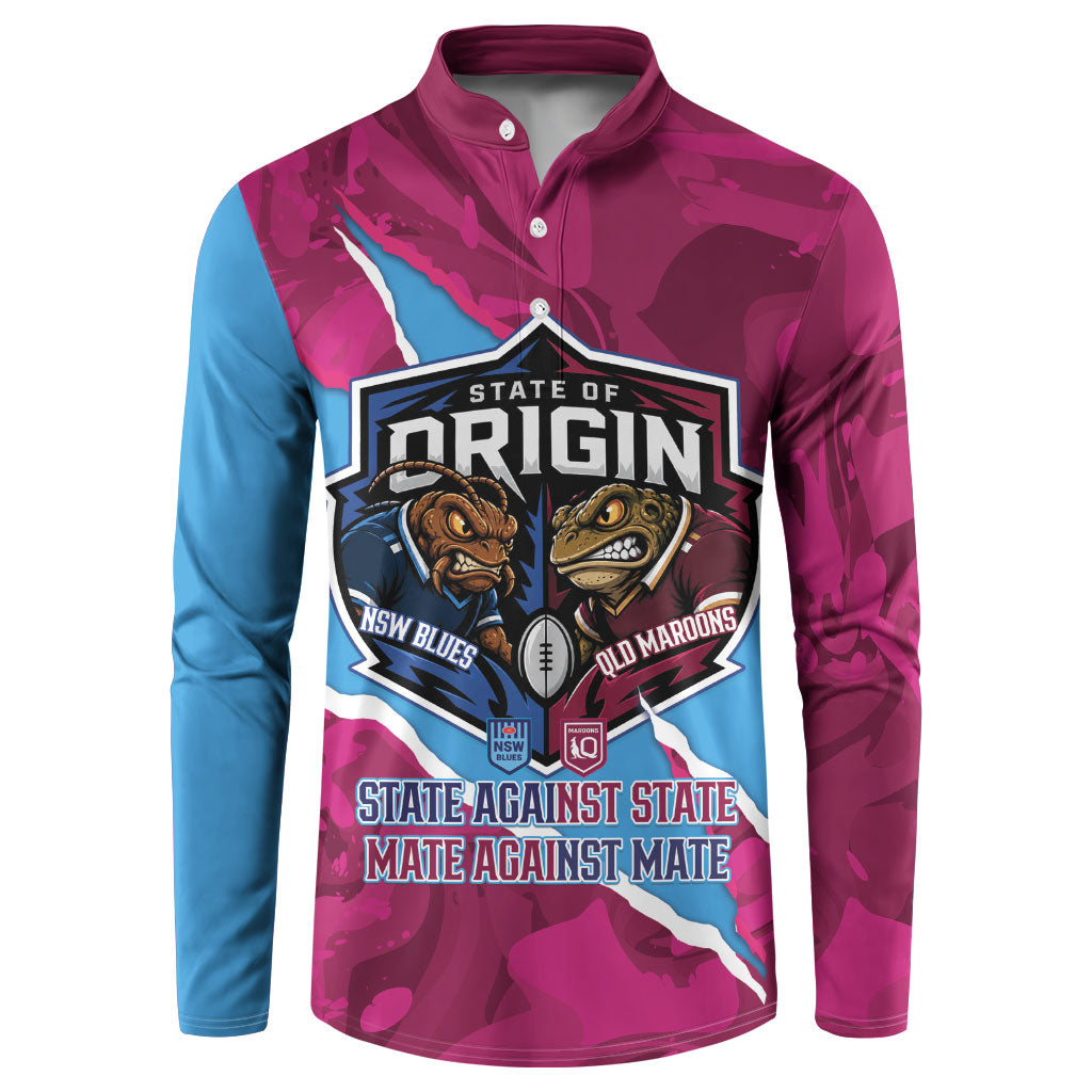 QLD Maroons and NSW Blues Personalised Button Sweatshirt Cockroaches Cane Toads Together