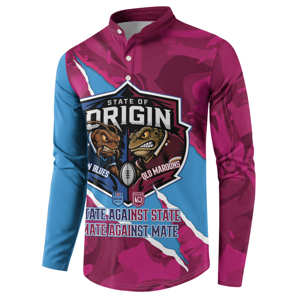 QLD Maroons and NSW Blues Personalised Button Sweatshirt Cockroaches Cane Toads Together