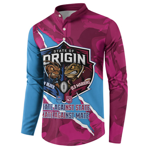 QLD Maroons and NSW Blues Personalised Button Sweatshirt Cockroaches Cane Toads Together
