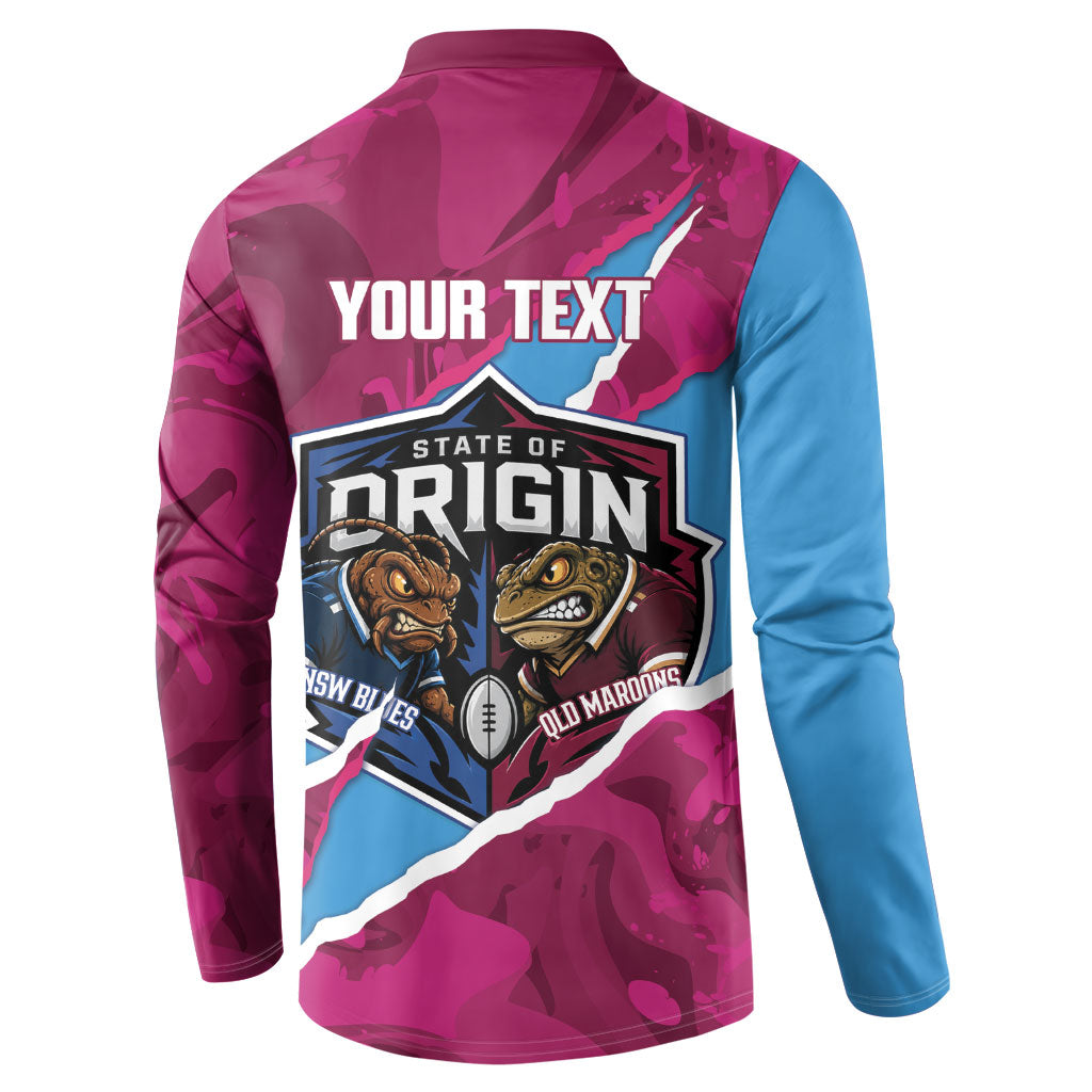 QLD Maroons and NSW Blues Personalised Button Sweatshirt Cockroaches Cane Toads Together