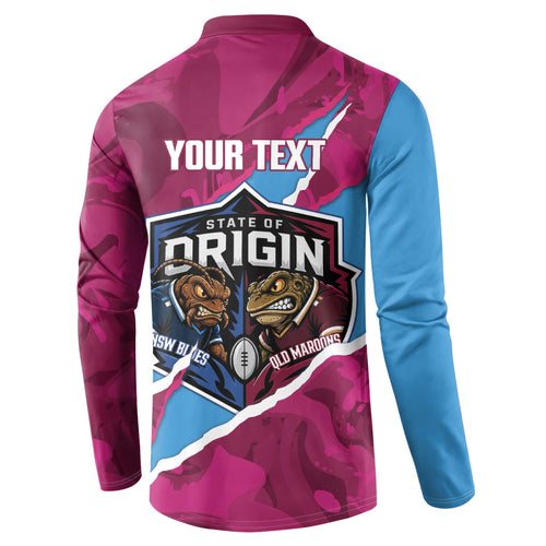 QLD Maroons and NSW Blues Personalised Button Sweatshirt Cockroaches Cane Toads Together