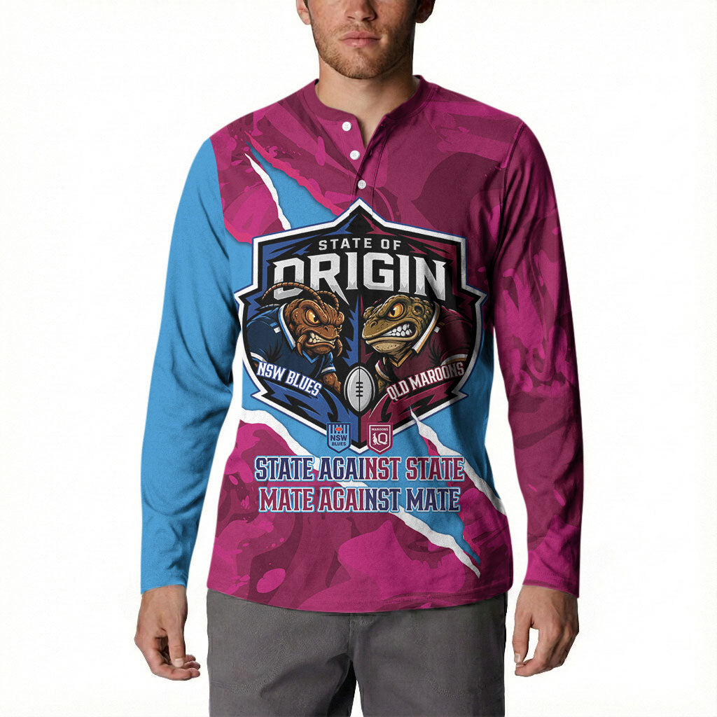 QLD Maroons and NSW Blues Personalised Button Sweatshirt Cockroaches Cane Toads Together