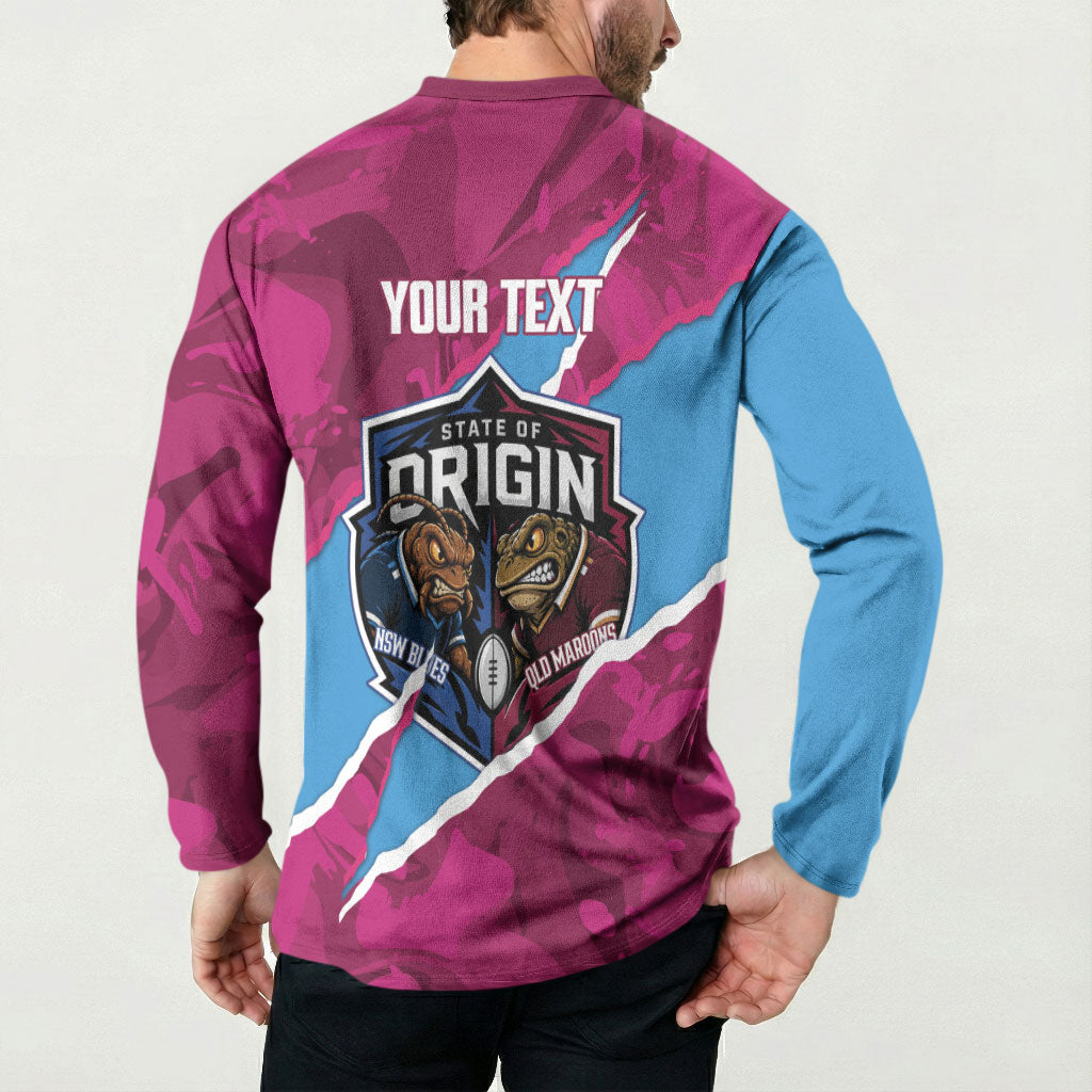 QLD Maroons and NSW Blues Personalised Button Sweatshirt Cockroaches Cane Toads Together
