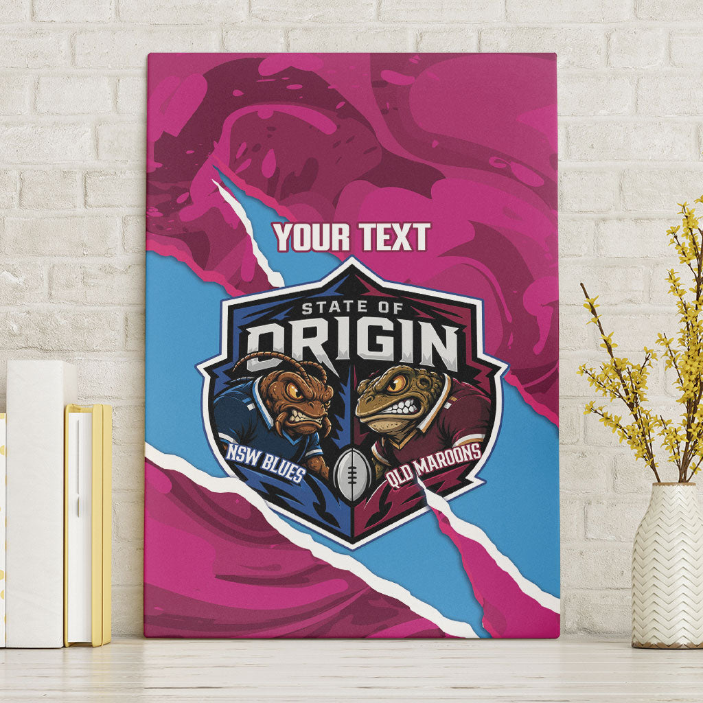 QLD Maroons and NSW Blues Personalised Canvas Wall Art Cockroaches Cane Toads Together