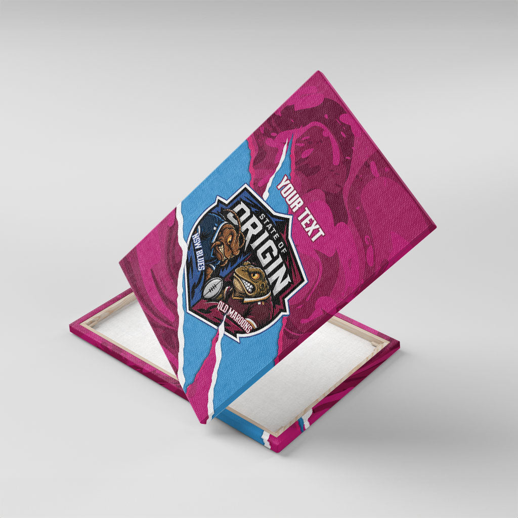 QLD Maroons and NSW Blues Personalised Canvas Wall Art Cockroaches Cane Toads Together