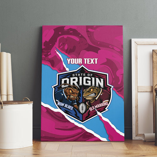 QLD Maroons and NSW Blues Personalised Canvas Wall Art Cockroaches Cane Toads Together