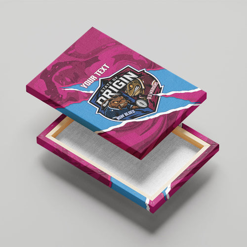 QLD Maroons and NSW Blues Personalised Canvas Wall Art Cockroaches Cane Toads Together