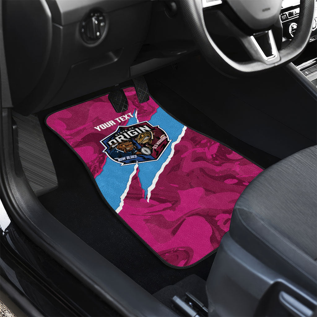 QLD Maroons and NSW Blues Personalised Car Mats Cockroaches Cane Toads Together