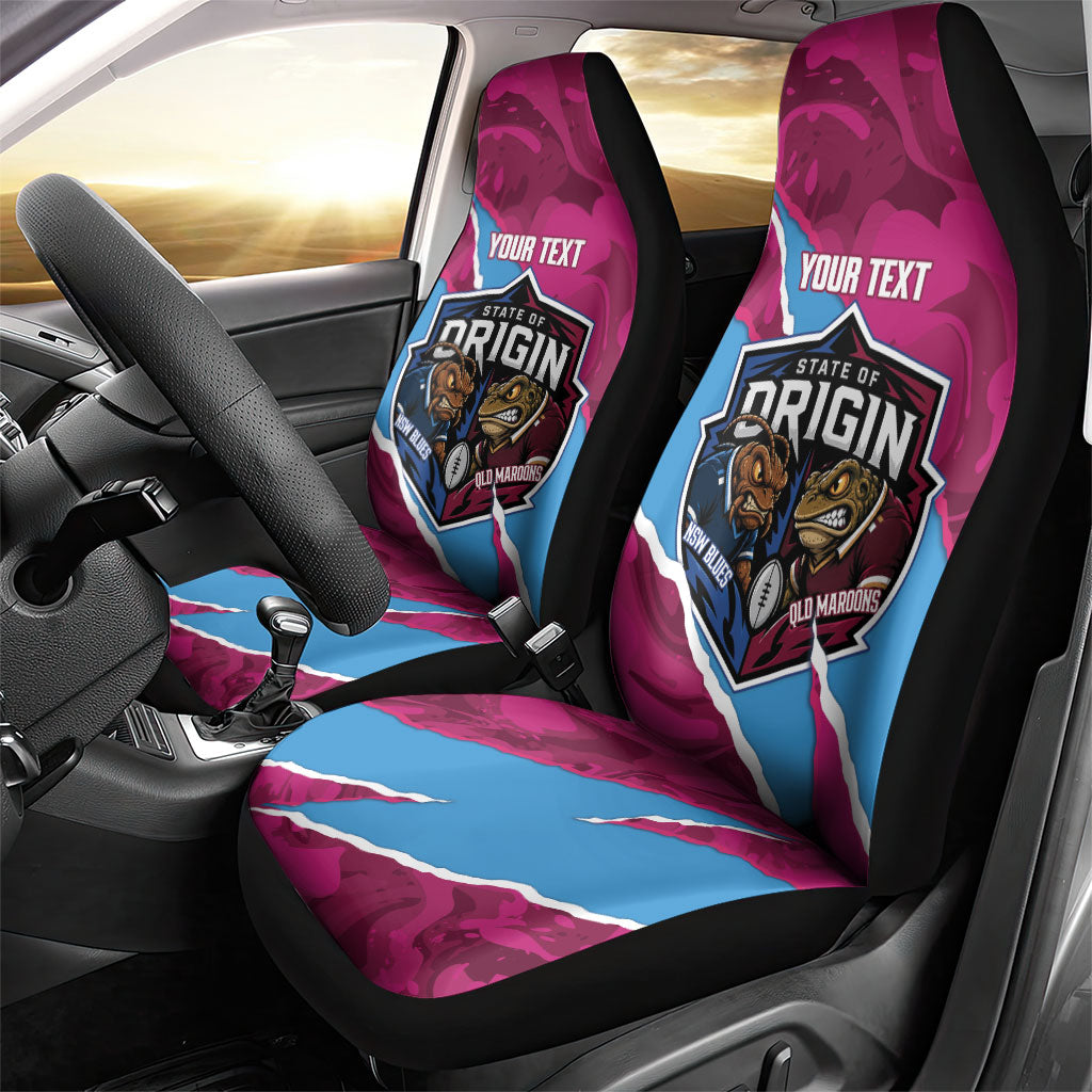 QLD Maroons and NSW Blues Personalised Car Seat Cover Cockroaches Cane Toads Together