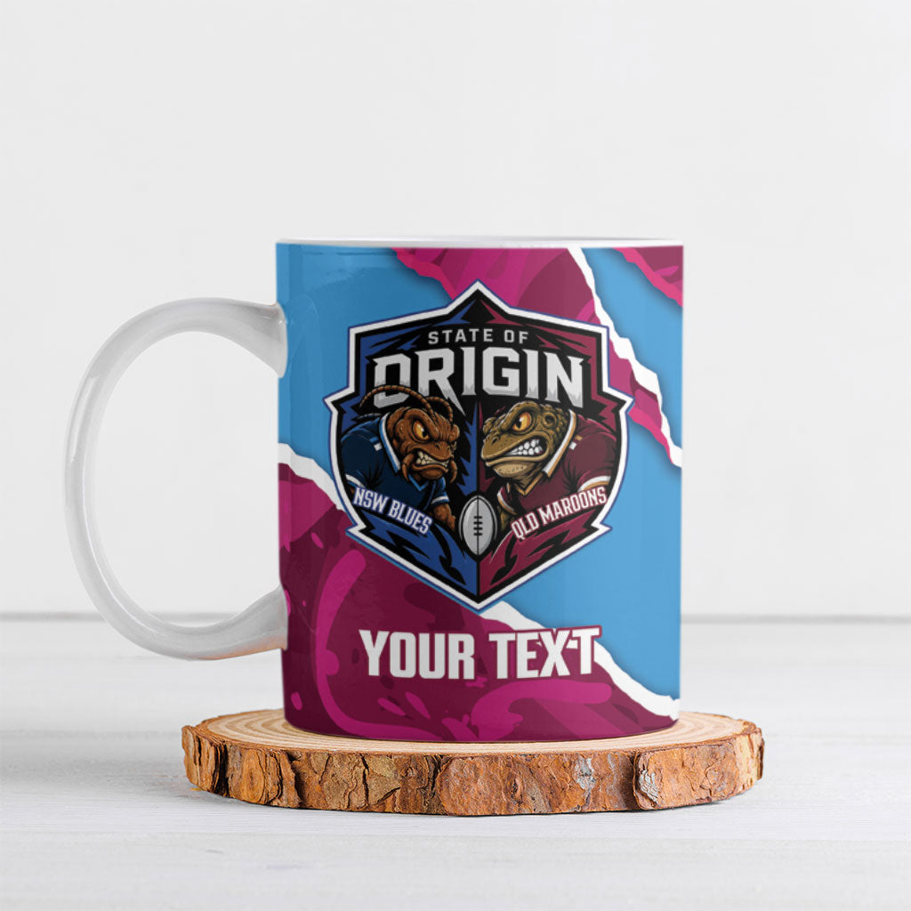 QLD Maroons and NSW Blues Personalised Ceramic Mug Cockroaches Cane Toads Together