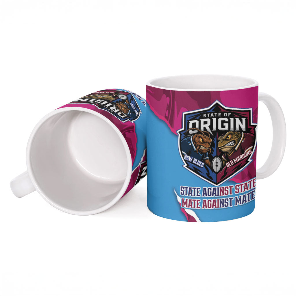 QLD Maroons and NSW Blues Personalised Ceramic Mug Cockroaches Cane Toads Together