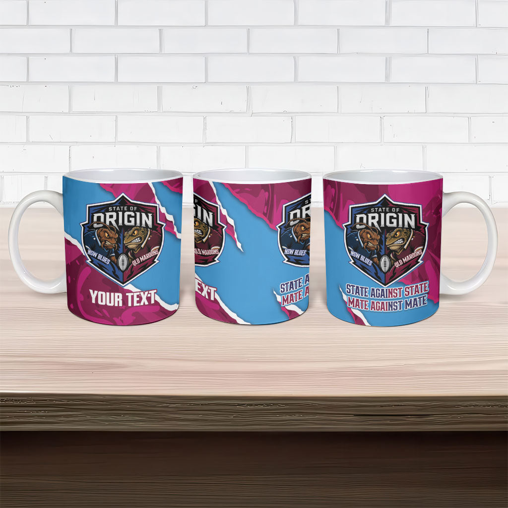 QLD Maroons and NSW Blues Personalised Ceramic Mug Cockroaches Cane Toads Together