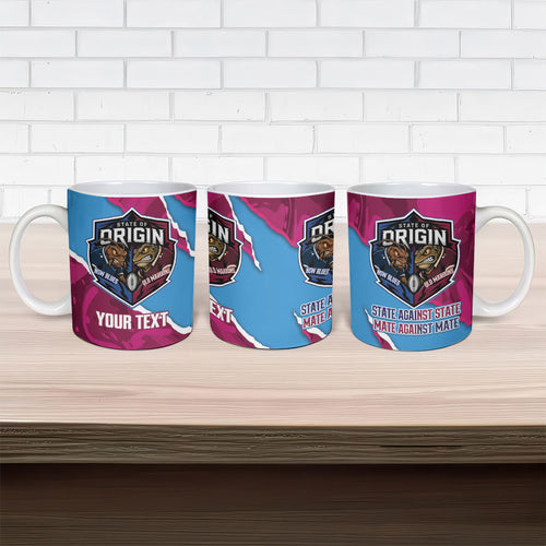QLD Maroons and NSW Blues Personalised Ceramic Mug Cockroaches Cane Toads Together