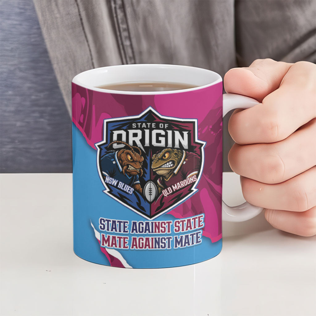 QLD Maroons and NSW Blues Personalised Ceramic Mug Cockroaches Cane Toads Together