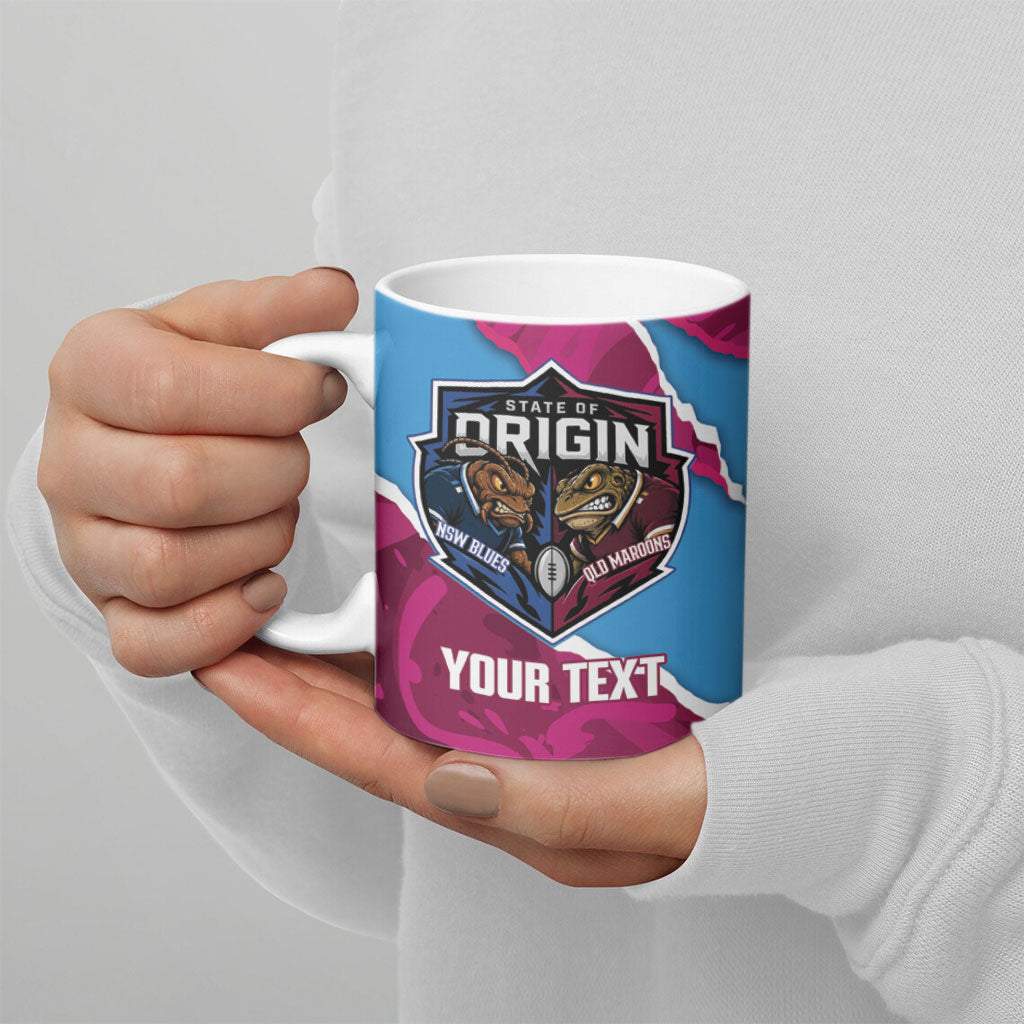 QLD Maroons and NSW Blues Personalised Ceramic Mug Cockroaches Cane Toads Together