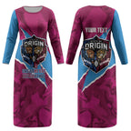 QLD Maroons and NSW Blues Personalised Couples Matching Long Sleeve Bodycon Dress and Hawaiian Shirt Cockroaches Cane Toads Together LT14