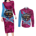 QLD Maroons and NSW Blues Personalised Couples Matching Long Sleeve Bodycon Dress and Long Sleeve Button Shirt Cockroaches Cane Toads Together