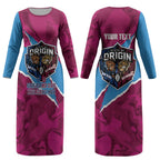 QLD Maroons and NSW Blues Personalised Couples Matching Long Sleeve Bodycon Dress and Long Sleeve Button Shirt Cockroaches Cane Toads Together LT14