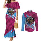 QLD Maroons and NSW Blues Personalised Couples Matching Mermaid Dress and Long Sleeve Button Shirt Cockroaches Cane Toads Together