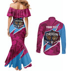 QLD Maroons and NSW Blues Personalised Couples Matching Mermaid Dress and Long Sleeve Button Shirt Cockroaches Cane Toads Together